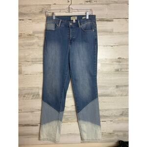 LOGO Lori Goldstein Women Patchwork Straight-Leg Ankle Jeans Medium Wash Size 6